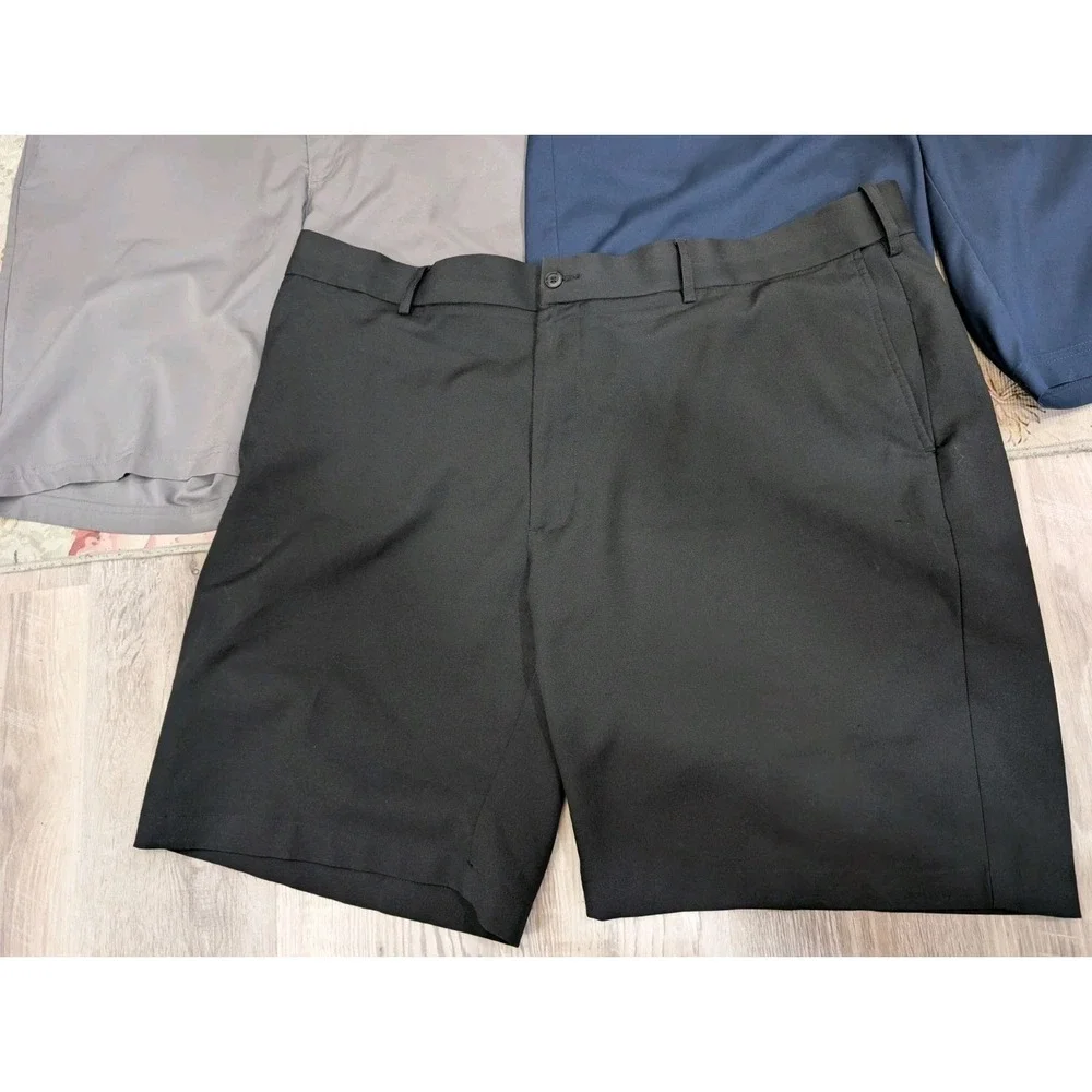 3 PGA Tour Men's 44 Golf Shorts Flat Front Stretch Navy Black Gray 10